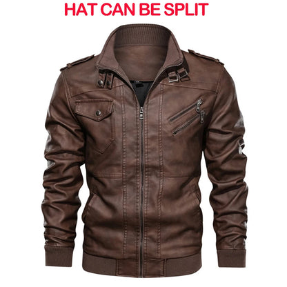 Men's Leather Motorcycle Jacket - Autumn Casual Biker Coat in PU Leather, EU Size SA722