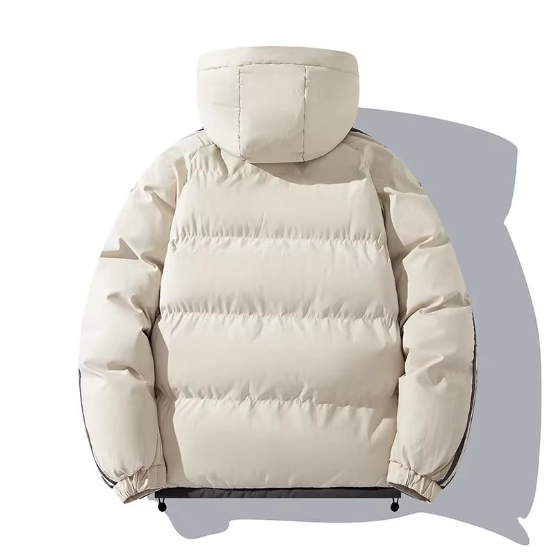 Thickened Cotton-Padded Hoodie Jacket for Teens - Fleece-Lined Casual Coat for Men, Autumn/Winter 1996 Collection