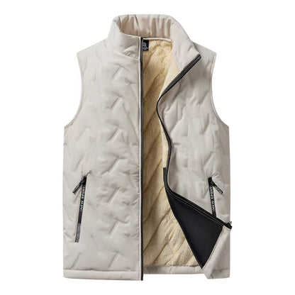 Men's Cotton Vest Jacket for Autumn and Winter - Casual Multifunctional Plus Size Warm Sleeveless Top with Standing Collar