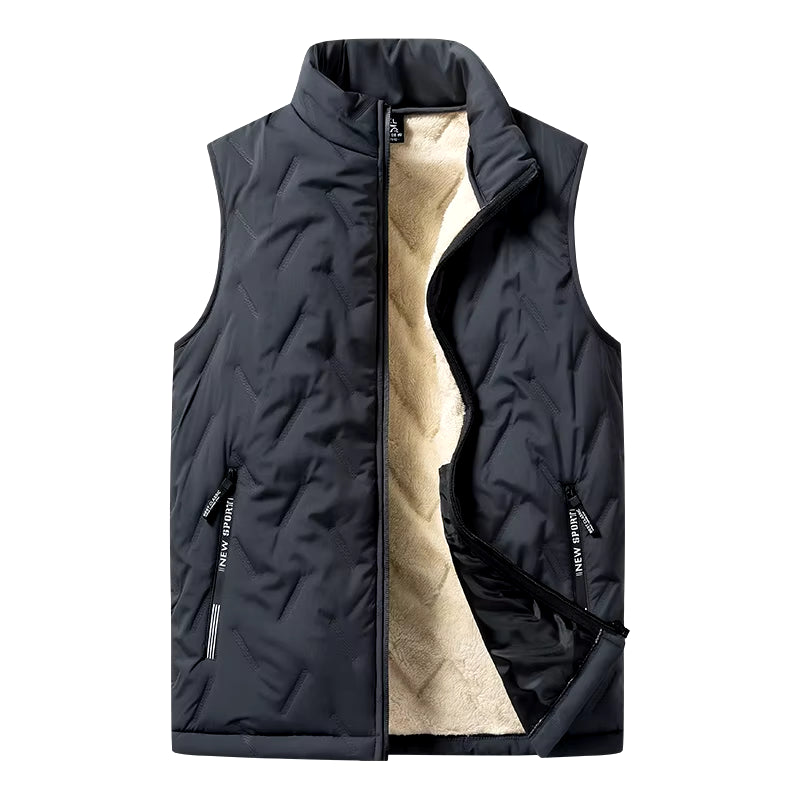 Men's Cotton Vest Jacket for Autumn and Winter - Casual Multifunctional Plus Size Warm Sleeveless Top with Standing Collar