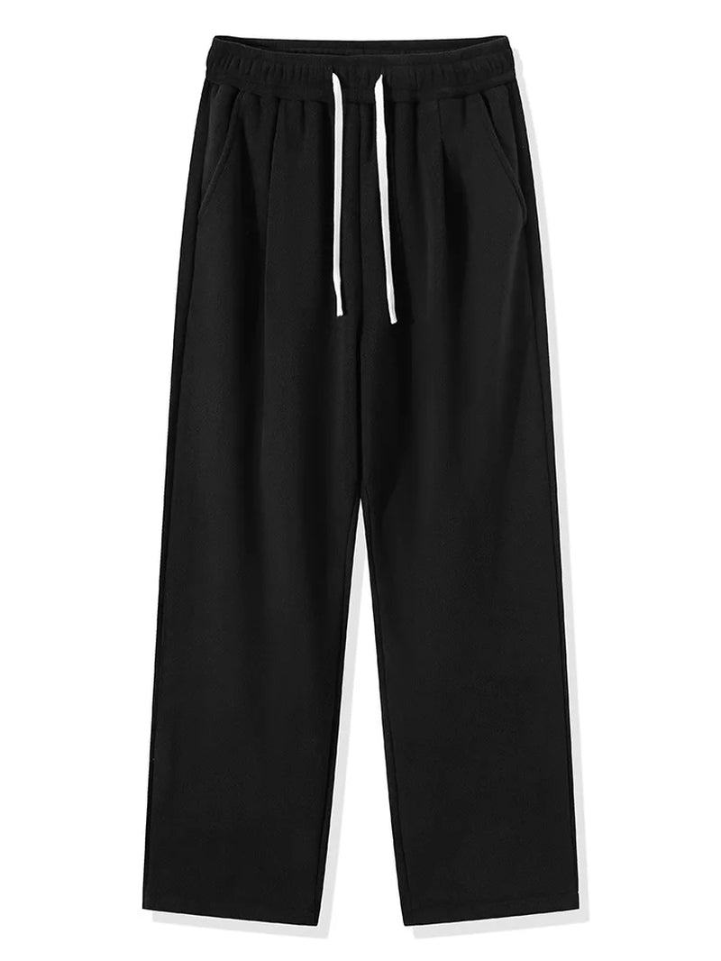 Men's Winter Fleece-Lined Sweatpants - Korean Fashion Thick Warm Wide Leg Casual Trousers