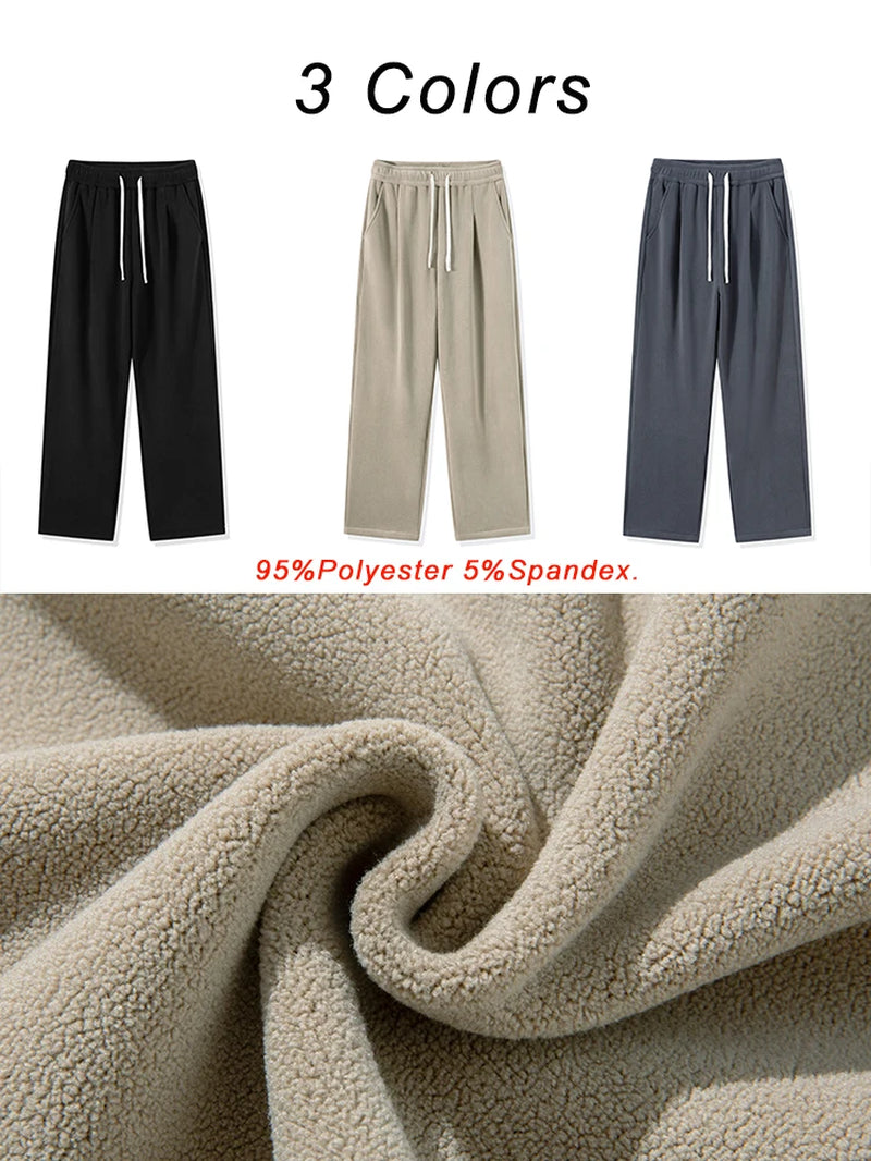 Men's Winter Fleece-Lined Sweatpants - Korean Fashion Thick Warm Wide Leg Casual Trousers