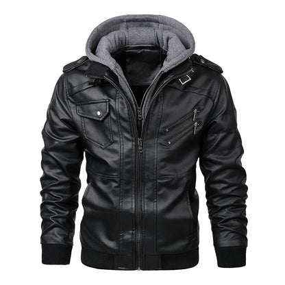 Men's Leather Motorcycle Jacket - Autumn Casual Biker Coat in PU Leather, EU Size SA722