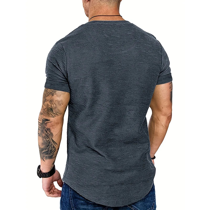 Men's Slim Fit O-Neck Short Sleeve Sports T-Shirt for Fitness and Casual Wear