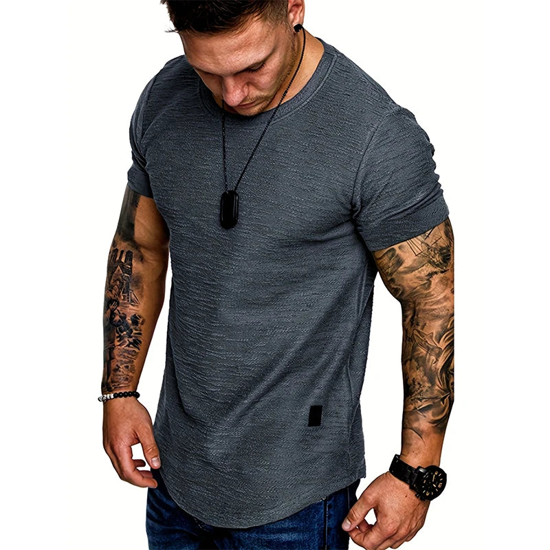 Men's Slim Fit O-Neck Short Sleeve Sports T-Shirt for Fitness and Casual Wear