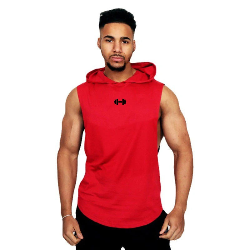 Men's Summer Sleeveless Hooded Cotton Tank Tops - Breathable Fitness and Bodybuilding Singlets