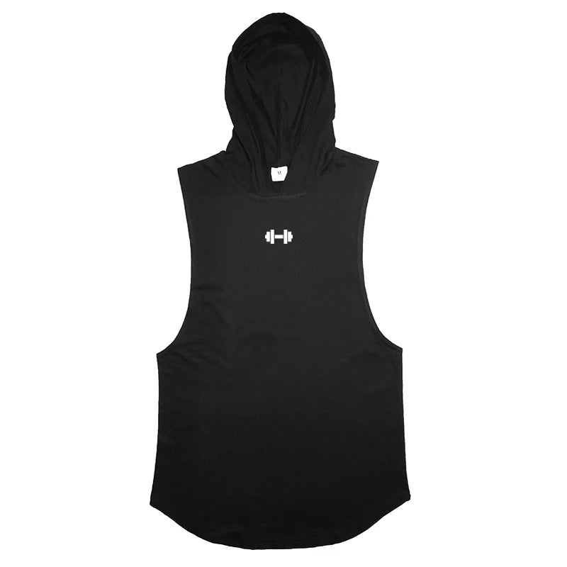 Men's Summer Sleeveless Hooded Cotton Tank Tops - Breathable Fitness and Bodybuilding Singlets