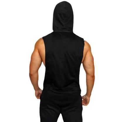 Men's Summer Sleeveless Hooded Cotton Tank Tops - Breathable Fitness and Bodybuilding Singlets