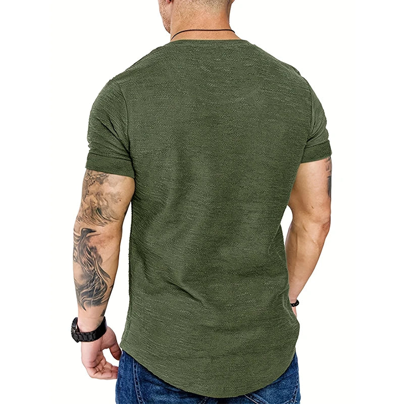 Men's Slim Fit O-Neck Short Sleeve Sports T-Shirt for Fitness and Casual Wear