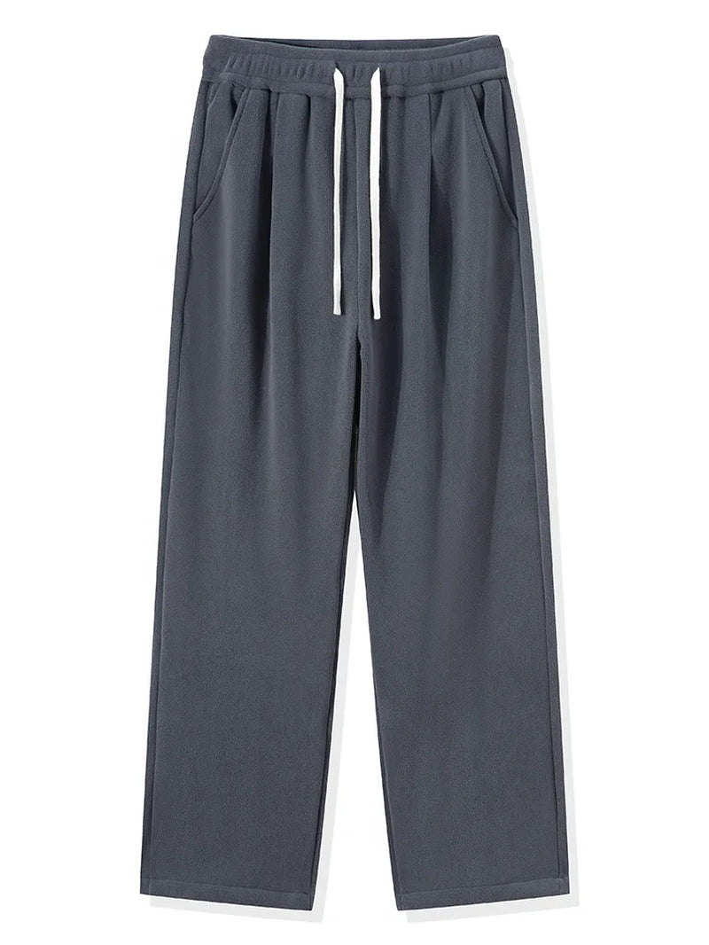 Men's Winter Fleece-Lined Sweatpants - Korean Fashion Thick Warm Wide Leg Casual Trousers